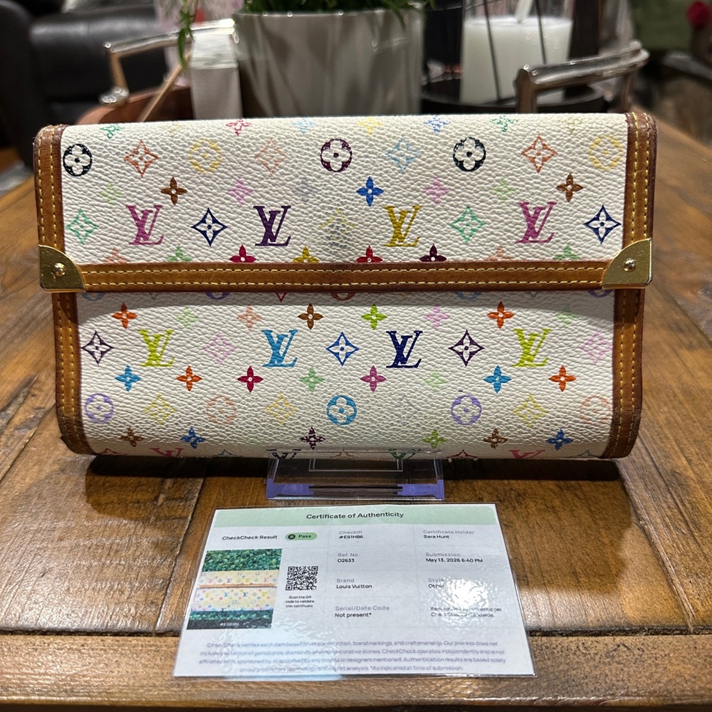 Louis Vuitton X Takashi Murakami White Multicolored Porte Tresor International
